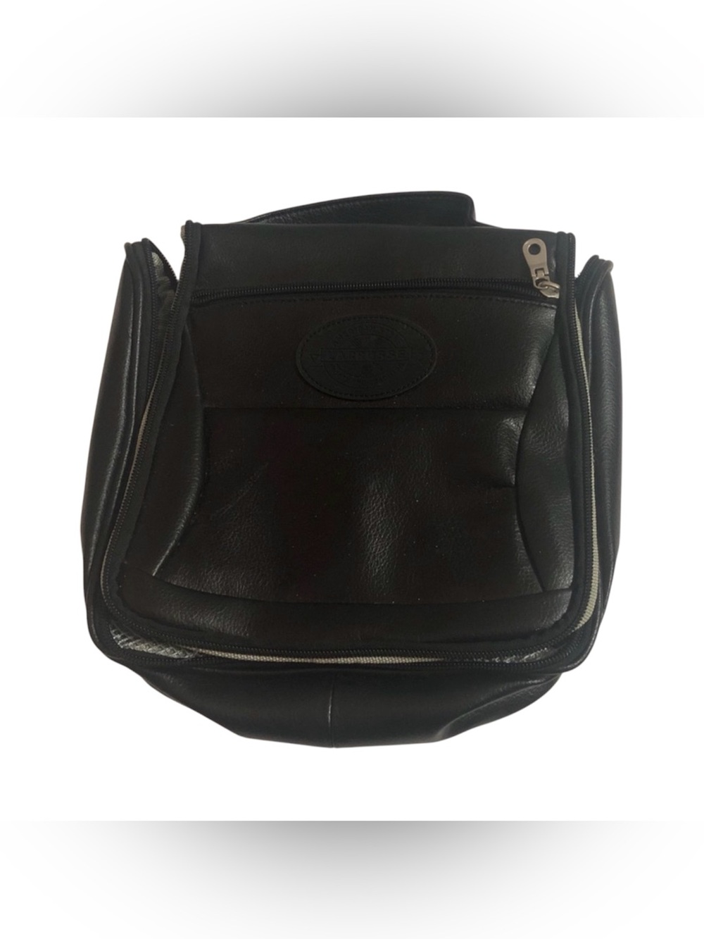 Black Leather Portable DVD Player Zipper Case
